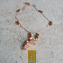 Golden Necklace and Earring Set with Acacia Leaves - 18k Rose Gold Chain - Handmade Jewelry - Custom Necklace