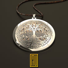 The Tree of Life Pendant with Golden Leaves - Hammered, Handmade Jewelry