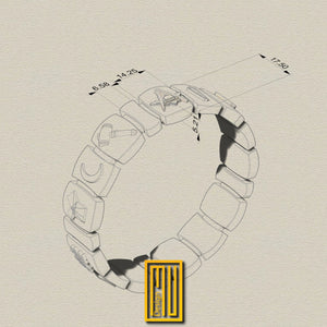 Masonic Bracelet 925k Sterling Silver and 14k Gold - Designer, Gold Bracelet, Custom Jewelry