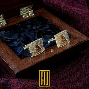 Cufflinks for Past Master 14k Gold - Handmade Jewelry, Masonic Accessory, Unique Gift