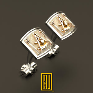 Cufflinks for Past Master 14k Gold - Handmade Jewelry, Masonic Accessory, Unique Gift