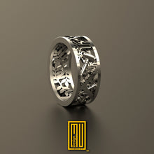 Masonic Ring with Silver Acacia Body and 14k Gold or Bronze Tools - Handmade Men's Jewelry