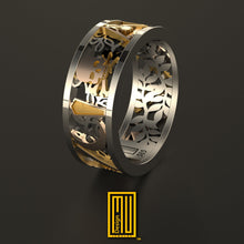 Masonic Anniversary Ring with 14k Gold and Silver or Bronze - Handmade Men's Jewelry