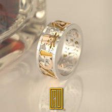 Masonic Anniversary Ring with 14k Gold and Silver or Bronze - Handmade Men's Jewelry