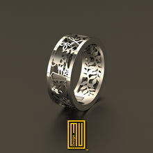 Masonic Ring with Silver Acacia Body and 14k Gold or Bronze Tools - Handmade Men's Jewelry
