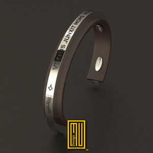 Masonic Bracelet Solid 925k Sterling Silver - Handmade Design, Silver with Personalized Bracelet