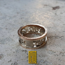 Anniversary Ring with 18k White gold and Rose Gold (Hammered Finishing) - Acacia Symbols - Wedding Ring, Engagement Ring, Handmade Jewelry
