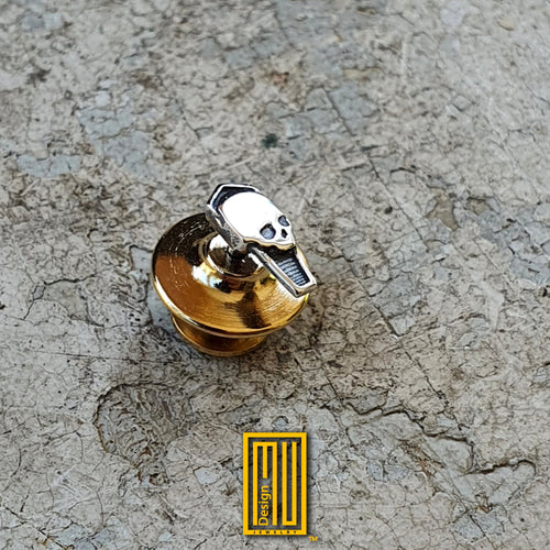 Masonic Lapel Pin Coffin with Skull 925k Sterling Silver - Handmade Men's Jewelry