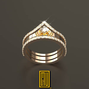 Triple Ring with Square and Compasses