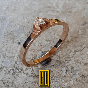 Triple Ring with Square and Compasses  49 Diamonds 14K Gold -  Handmade Women's Jewelry, Unique Golden Masonic Ring