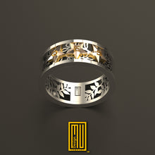 Order of the Eastern Star Ring with Sterling Silver and Gold - Handmade Jewelry, Masonic Ring
