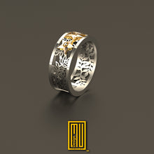 Order of the Eastern Star Ring with Sterling Silver and Gold - Handmade Jewelry, Masonic Ring