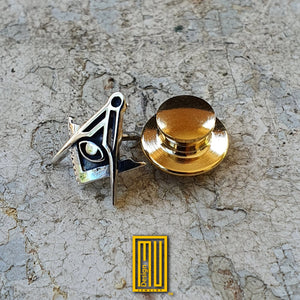 Master Degree Lapel Pin with All Seeing Eye 925k Sterling Silver - Handmade Jewelry, Masonic Design and Unique Gift