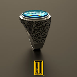 Dodecagon Shape Ring Special Cut Blue Sky Topaz