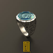 Dodecagon Shape Ring Special Cut BlueSky Topaz Gemstone Gold or Sterling Silver, Handmade Men's Jewelry