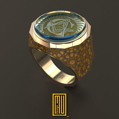 Dodecagon Shape Ring Special Cut Blue Sky Topaz