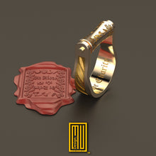 Masonic Ring With Cylindrical Seal Gold or Silver