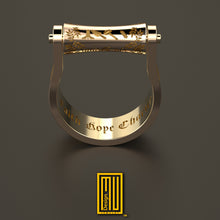 Masonic Ring With Cylindrical Seal Gold or Silver