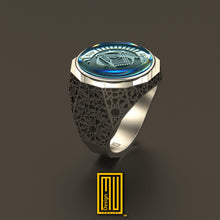 Dodecagon Shape Ring Special Cut BlueSky Topaz Gemstone Gold or Sterling Silver, Handmade Men's Jewelry
