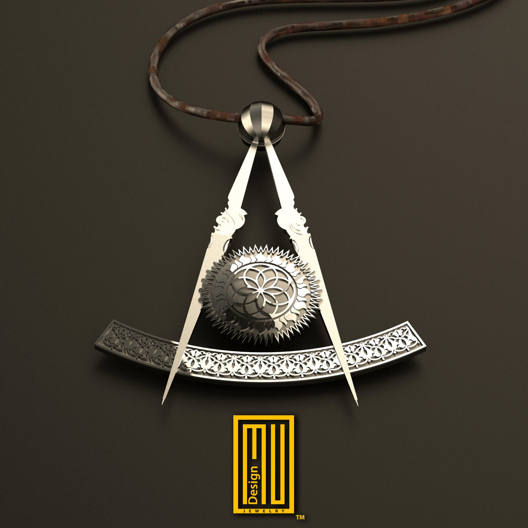 Masonic Pendant Past Master Symbol without Square - 925K Sterling Silver, Personalized Gift