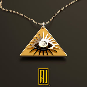 Necklace All Seeing Eye in the Golden Triangle with Real Diamond
