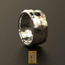 Golden Ring with Secret Words - Inspired By Sumerian Tablets - Wedding Band Style, Ring for Couples