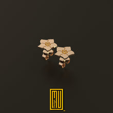 Masonic Forget Me not Earring Single or Set - 925k Sterling Silver and Gold - Handmade Design, Masonic Jewelry