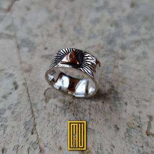 Masonic Ring for Scottish Rite 14th Degree with Hebrew Yod in 14k Gold Triangle -  Handmade Men's Jewelry