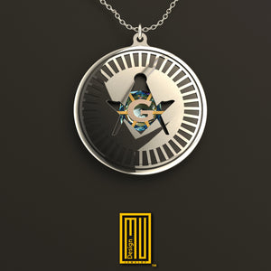 Masonic Pendant with gemstone and Golden G