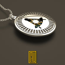 Masonic Pendant for Past Master with BlueSky Topaz or Amethyst and Golden Sun - 925K Sterling Silver