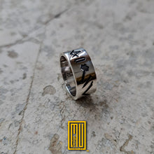 Wedding Band Style Ring with All Masonic Tools, Gold or Silver - Handmade Men's Jewelry