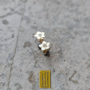 Masonic Forget Me not Earring Single or Set - 925k Sterling Silver and Gold - Handmade Design, Masonic Jewelry