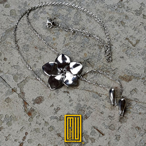 Masonic Necklace Forget Me Not Flower 925k Sterling Silver - Handmade Necklace, Aesthetic Gift for Women, Hammered Gift
