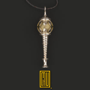 Golden or Silver Pendant Indian Mystic Hanuman's Gada - Handmade Jewelry, Unique Gift