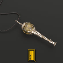 Golden or Silver Pendant Indian Mystic Hanuman's Gada - Handmade Jewelry, Unique Gift