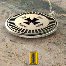 Knights of Templar Pendant with Special cut Imitation Ruby - 925K Sterling Silver, Masonic Gift