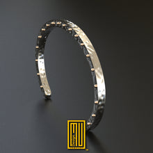 Solid 925k Sterling Silver Bracelet have 14k Rose Gold Pins - Custom Design, Handmade Men's Jewelry, Masonic Gift