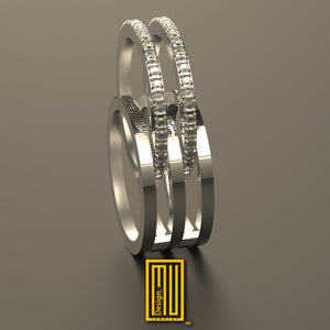 Gold Fingerprint Diamond Ring for Couples – Wedding Ring, Engagement Ring, Handmade Jewelry