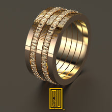 Gold Fingerprint Diamond Ring for Couples – Wedding Ring, Engagement Ring, Handmade Jewelry