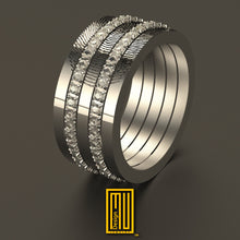 Gold Fingerprint Diamond Ring for Couples – Wedding Ring, Engagement Ring, Handmade Jewelry