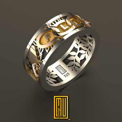 The Odd Fellows  Ring with Masonic Tools 14k Gold and Silver or Bronze - Handmade Jewelry