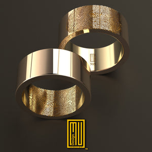 Gold Fingerprint Ring for Couples – Wedding Ring, Engagement Ring, Handmade Jewelry