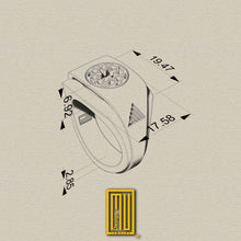 Oriental  Design Ring with Cubic Zirconia Emerald, 925k Sterling Silver - Freemason Signet Ring - Handmade Men's Jewelry