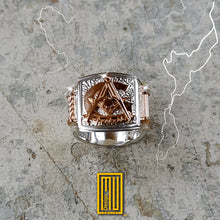 Past Master Ring With Roslyn Chapel's Golden Pillars and Symbols - Freemason Signet Ring, Handmade Men's Jewelry - Esoteric & Mystic Gift