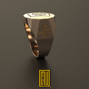 Minimalist York Rite Ring Gold or Sterling Silver - Masonic Ring - Handmade Men's Jewelry