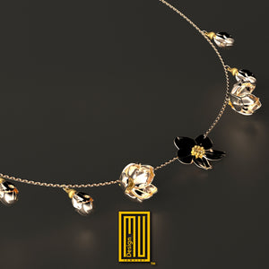 Golden Forget me not Flowers Necklace