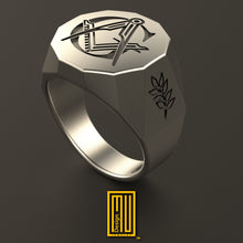 Minimalist Masonic Ring Gold or Sterling Silver, Fathers Day Gift, Fathers Day Jewelry