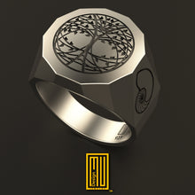 Minimalist Tree of Life Ring Gold or Sterling Silver, Handmade Jewelry, Masonic Gift