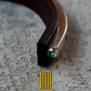 Masonic Bracelet 925k Sterling Silver with Emerald - Handmade Jewelry, Personalized Bracelet, Unique Gift
