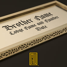 Lodge Name Tag Gold, Bronze Silver Frame - Handmade Design, Gold Jewelry, Custom Gift
